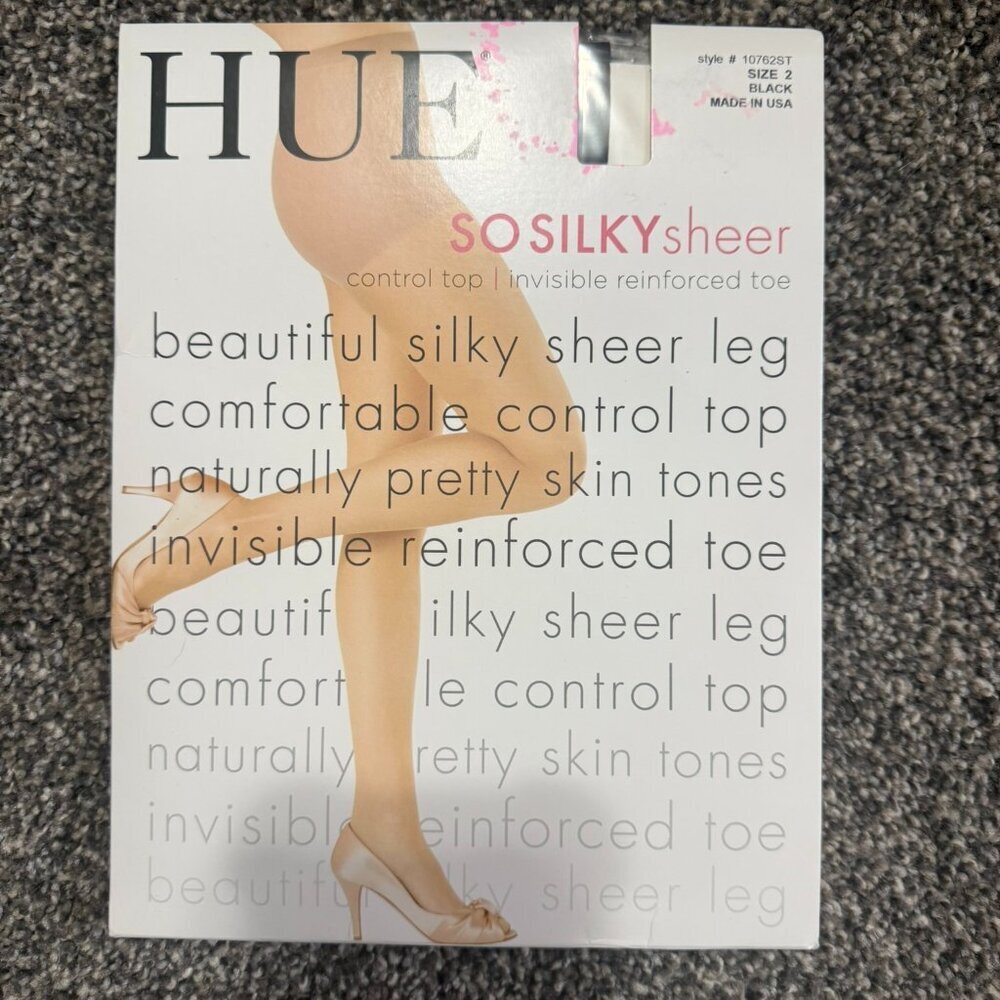 HUE So Silky Sheer tights, NWT, Size 2, black